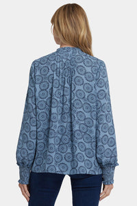 Pleated Peasant Blouse | Rain Garden | Blouse | NYDJ