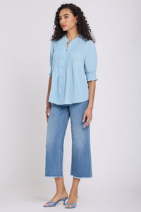 Pleated Short Sleeved Blouse | Starlight | Blouse | NYDJ