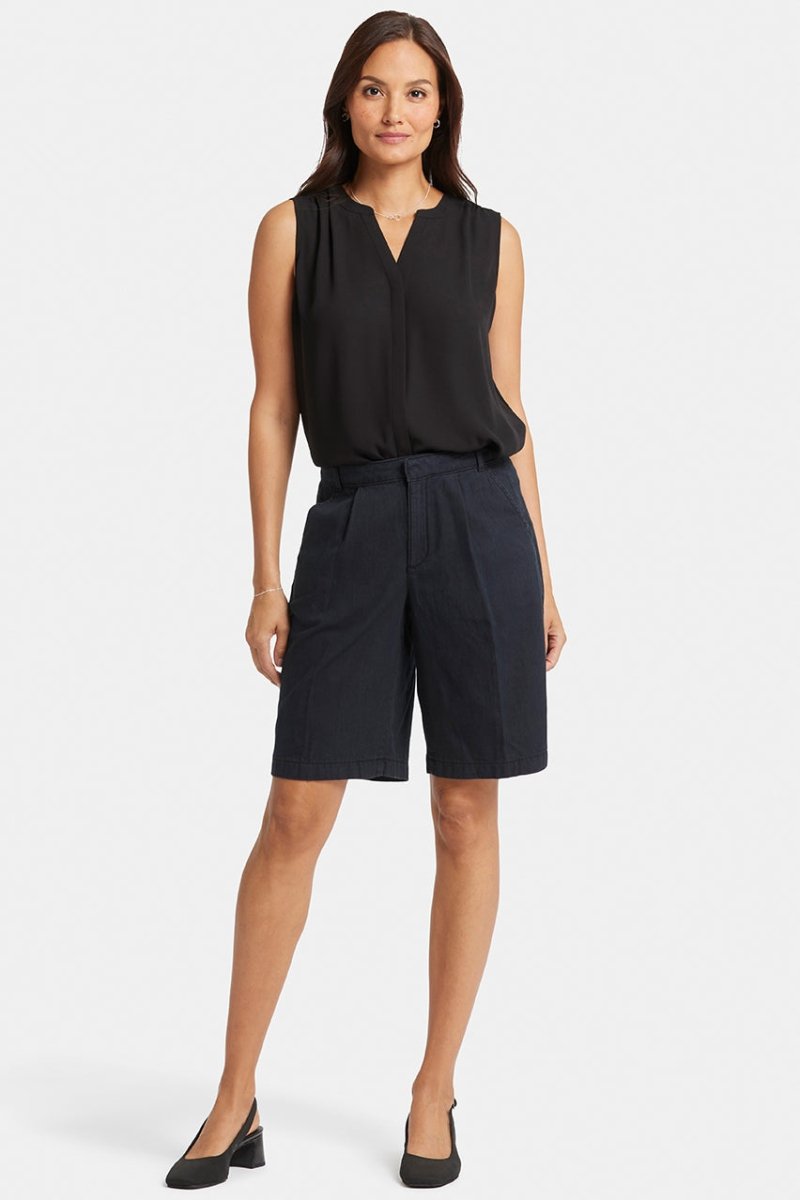 Relaxed Denim Bermuda Shorts With High Rise | Overdye Black | Shorts | NYDJ