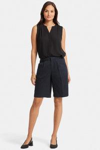 Relaxed Denim Bermuda Shorts With High Rise | Overdye Black | Shorts | NYDJ