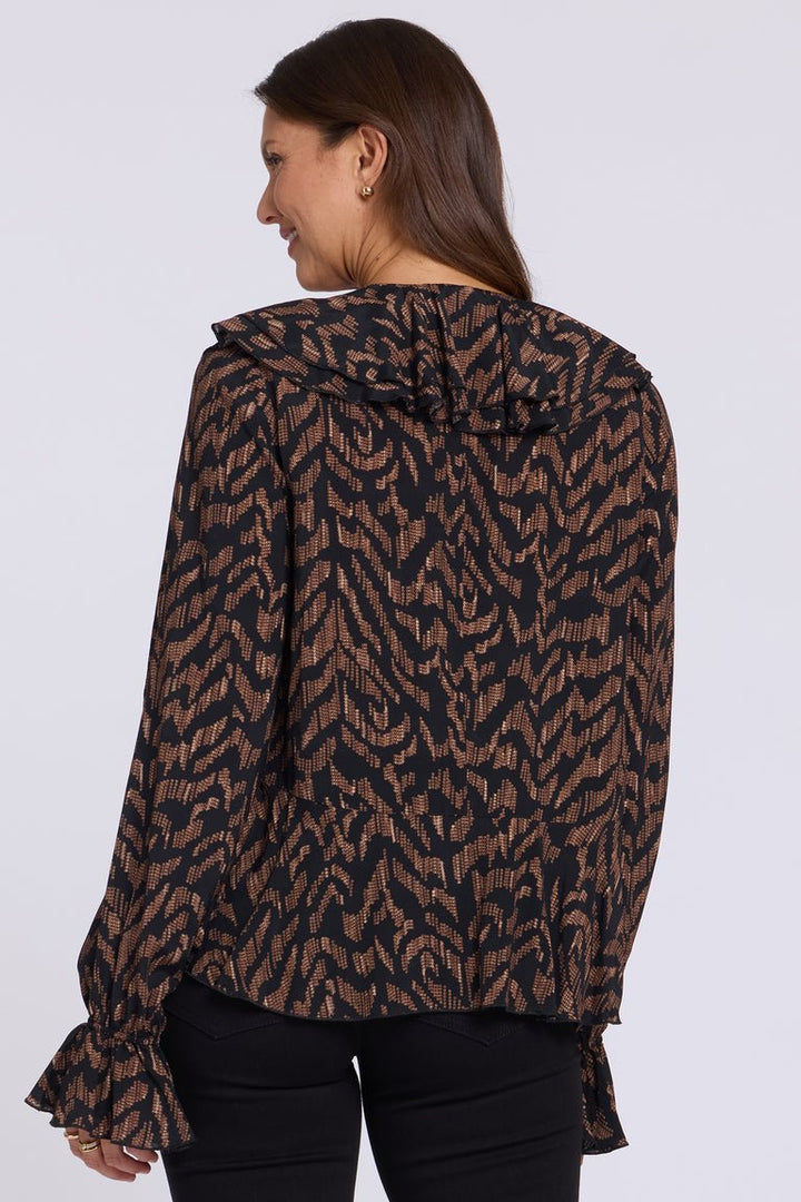 Ruffle Blouse | Jagged Tiger Chocolate - NYDJ