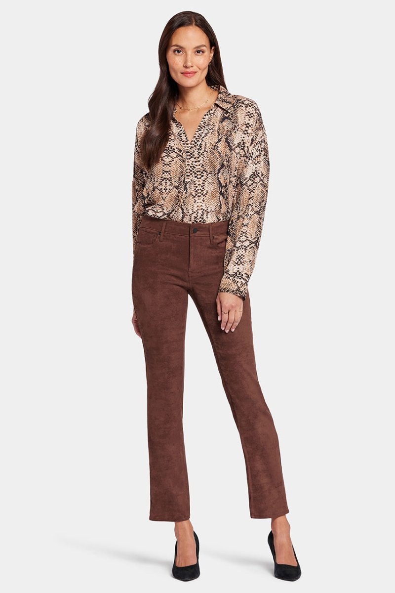 Sheri Slim Trouser Faux Suede | Dark Chocolate | Pants | NYDJ