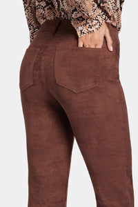 Sheri Slim Trouser Faux Suede | Dark Chocolate | Pants | NYDJ