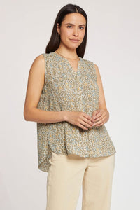 Sleeveless Pintuck Blouse Animal Print | Sand Cat | Top | NYDJ