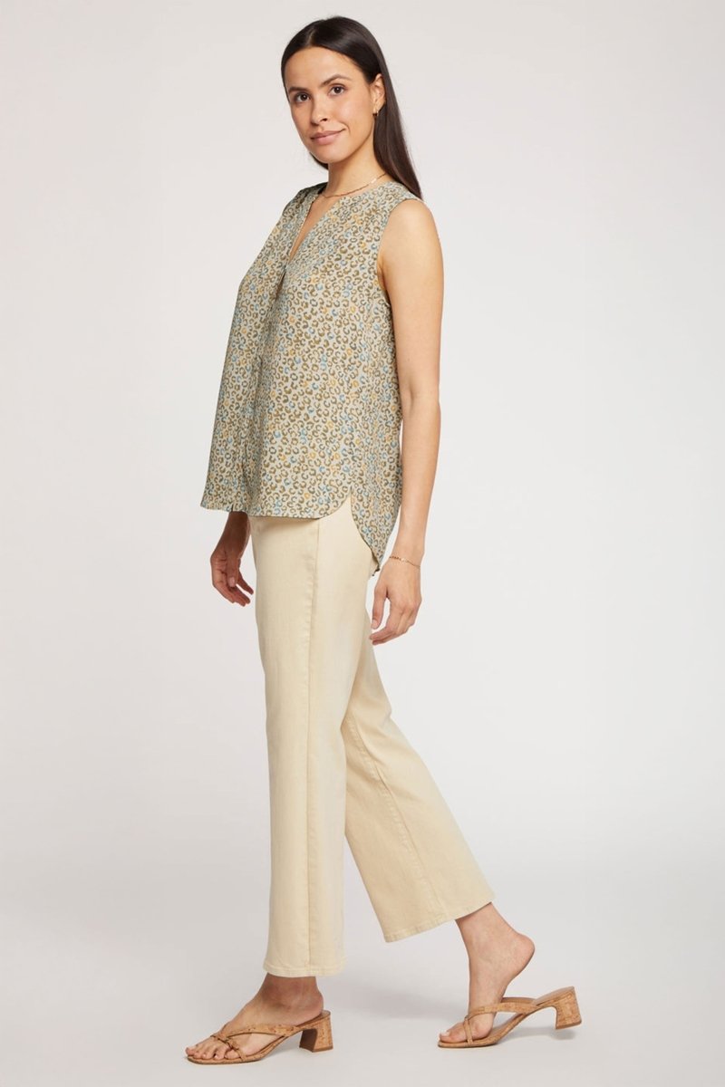 Sleeveless Pintuck Blouse Animal Print | Sand Cat | Top | NYDJ