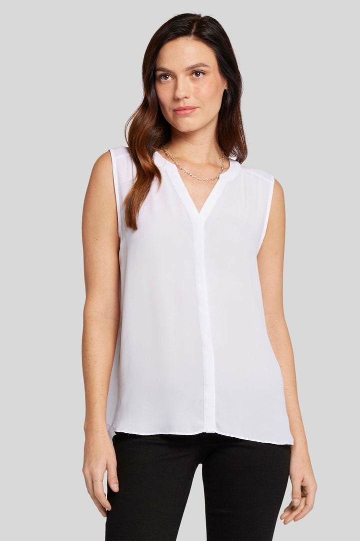 Sleeveless Pintuck Blouse | Optic White - NYDJ