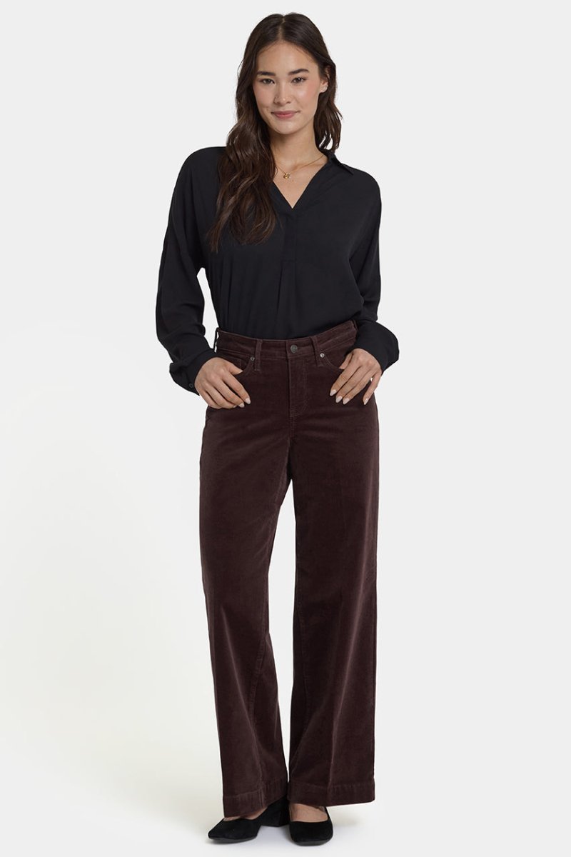 Teresa Wide Leg Corduroy Trouser | Bitter Chocolate | Non Denim | NYDJ