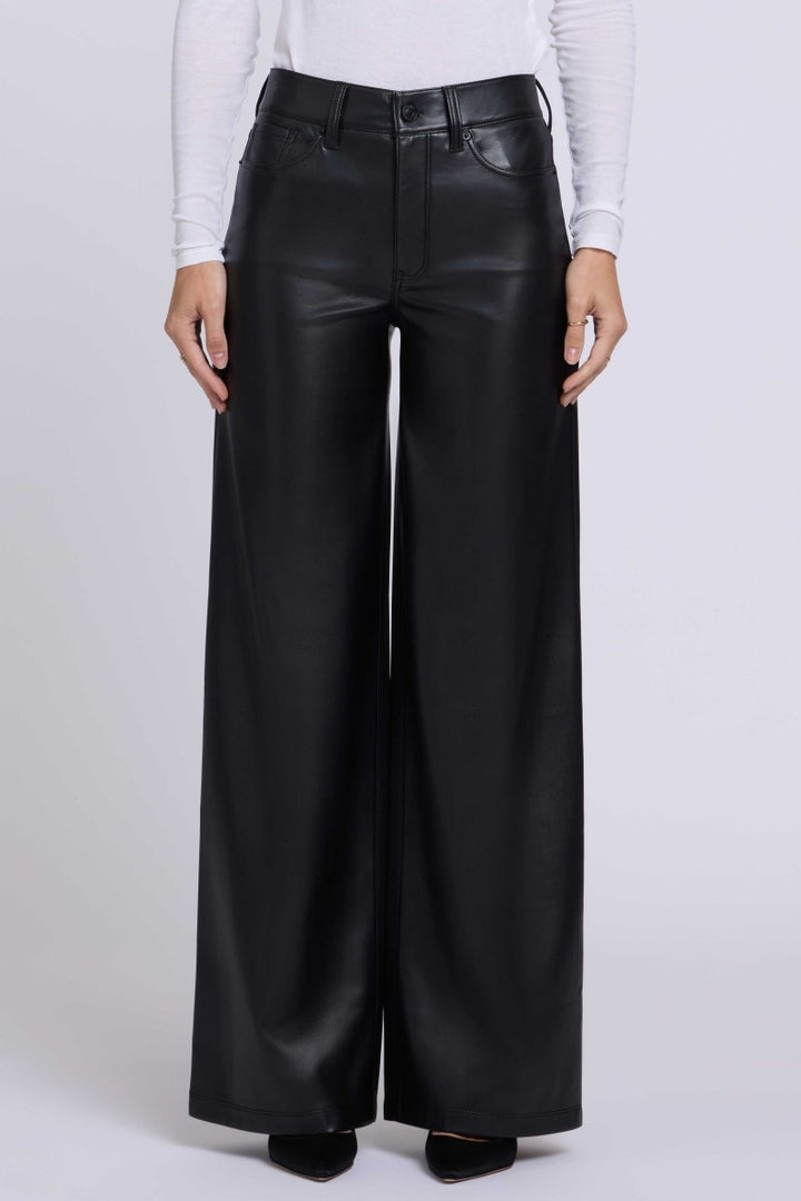 Vegan Stretch Leather Teresa Wide Leg Pants Sculpt-Her™ | Black - NYDJ