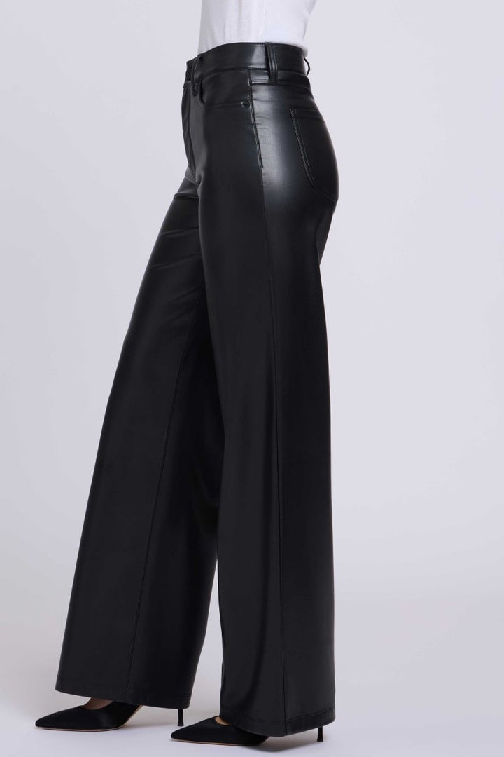 Vegan Stretch Leather Teresa Wide Leg Pants Sculpt-Her™ | Black - NYDJ