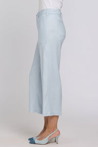 Wide Leg Cargo Capri Pants In Stretch Linen | Blue Clover - NYDJ
