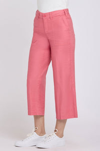 Wide Leg Cargo Capri Pants In Stretch Linen | Desert Rose - NYDJ