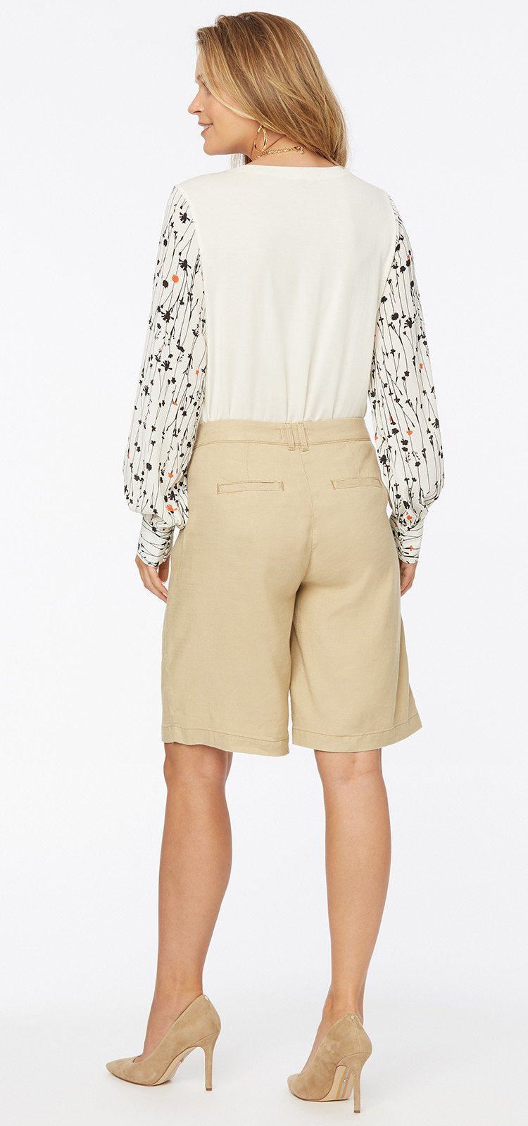 Relaxed Bermuda Short Sand Stretch Linen | Warm Sand | Shorts | NYDJ