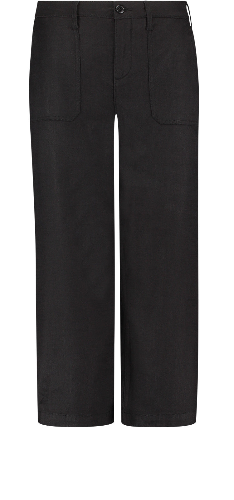 High Waisted Wide Leg Ankle Trouser Black Stretch Linen | Black | Pants | NYDJ