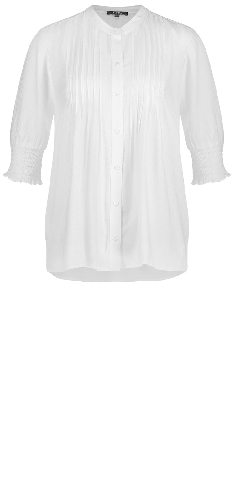 Pleated Short Sleeved Blouse White | Optic White | Top | NYDJ