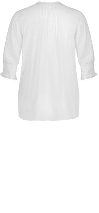 Pleated Short Sleeved Blouse White | Optic White | Top | NYDJ