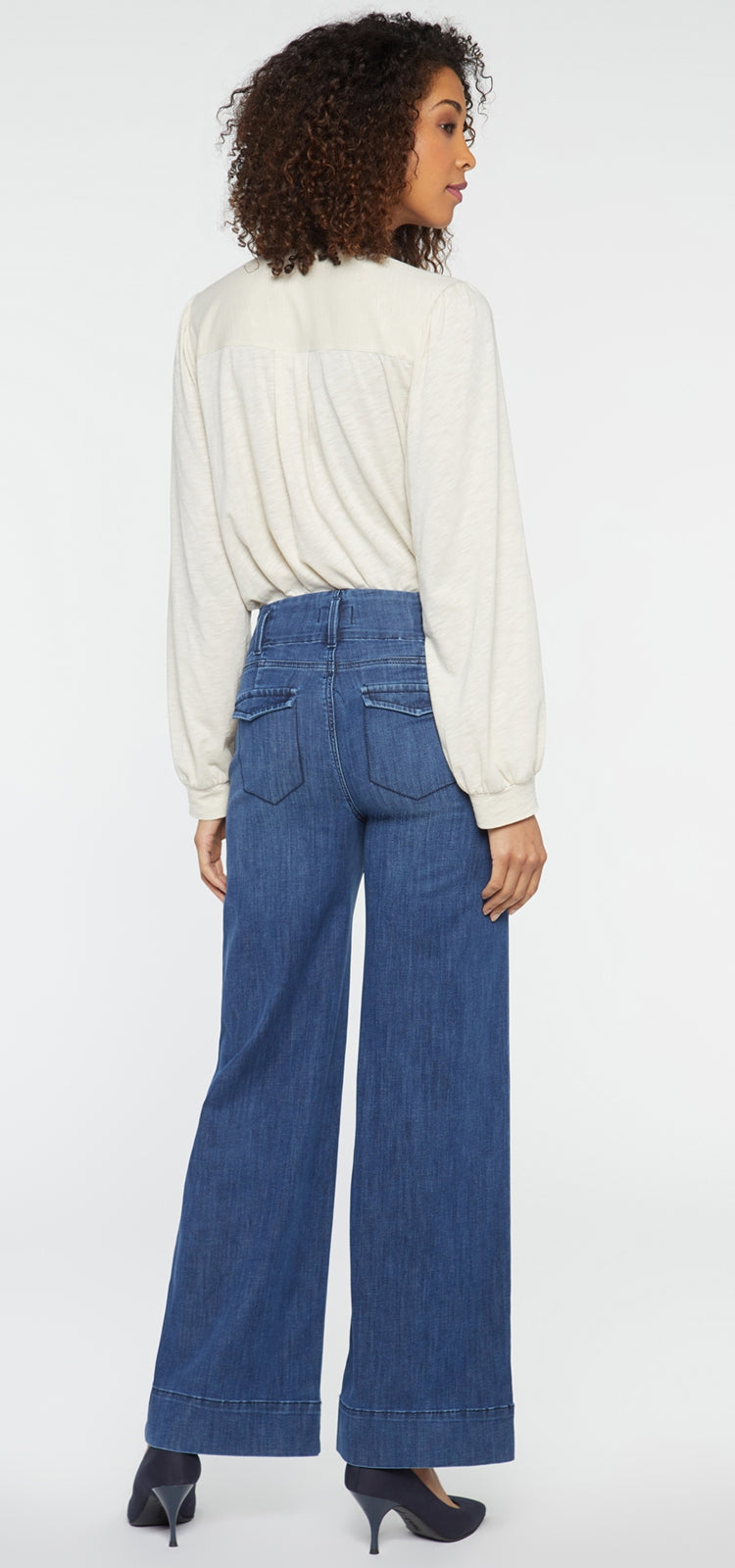 High Rise Mona Wide Leg Trouser Blue Premium Denim | Reminiscent | Denim | NYDJ