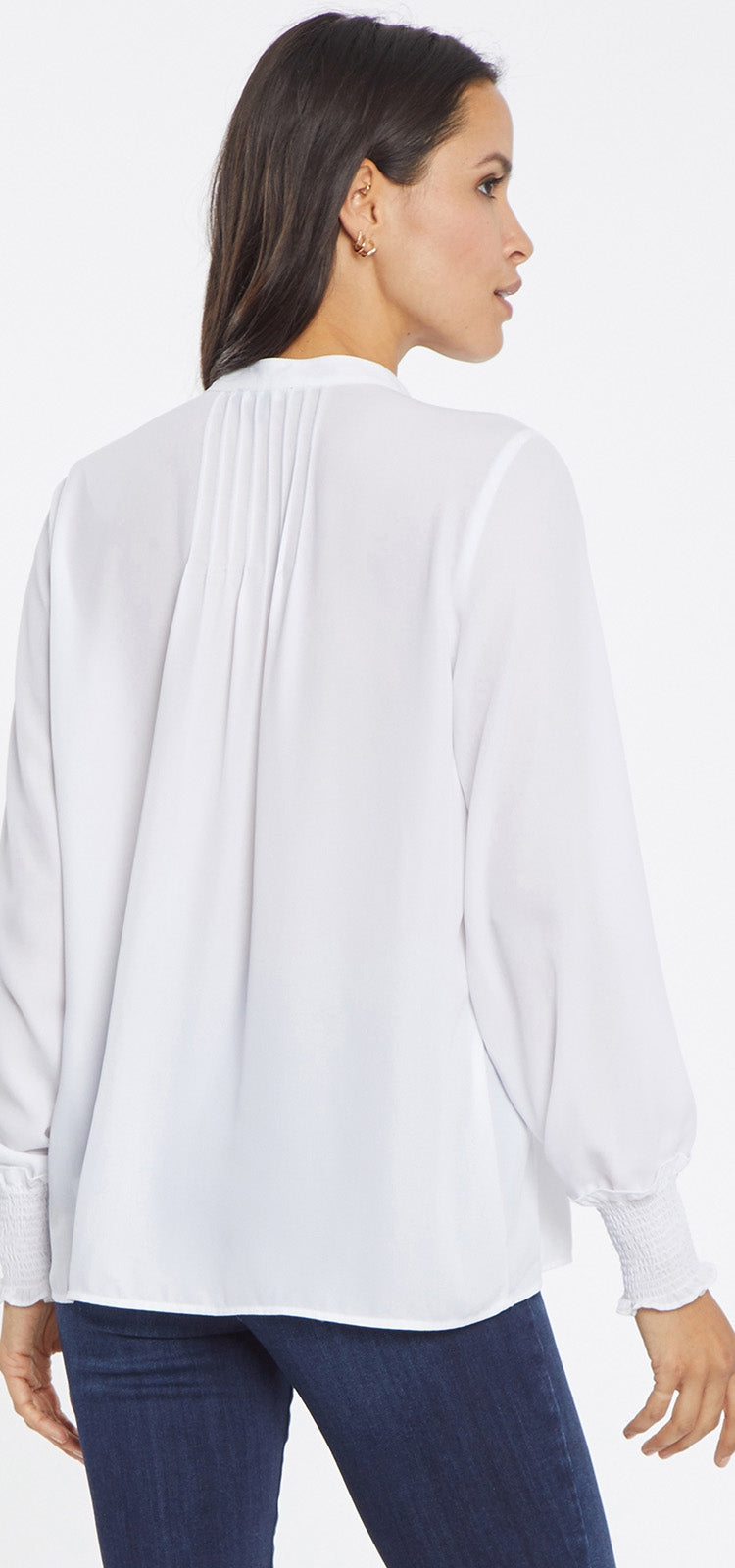 Pleated Peasant Blouse | Optic White | Blouse | NYDJ