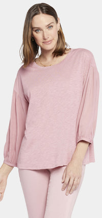 Peasant Tee Pink | Vintage Pink | Top | NYDJ