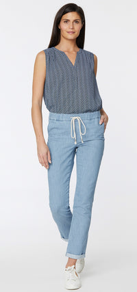 Drawstring Slim Jogger Ankle Light Blue Chambray | Light Stone | Denim | NYDJ