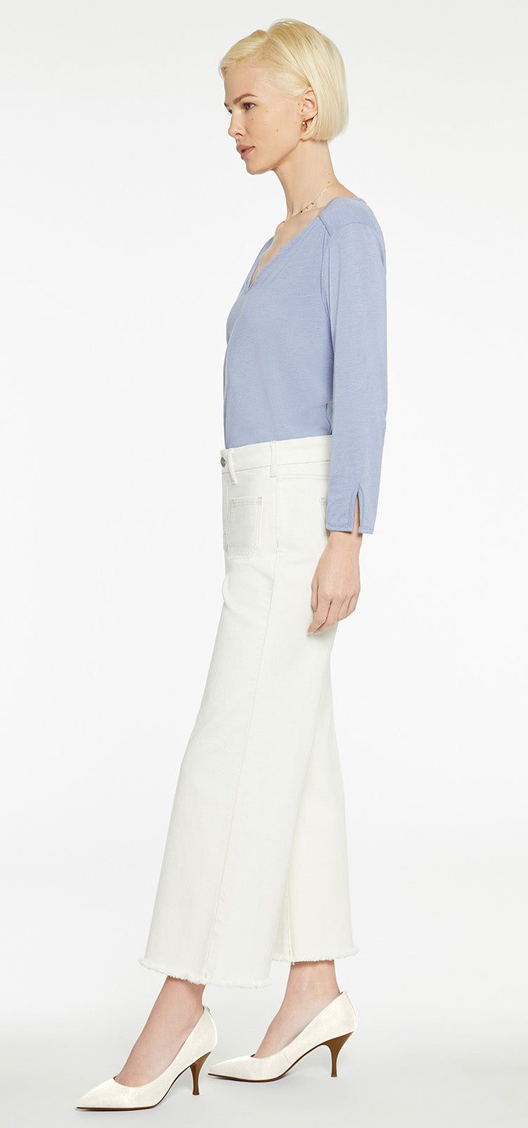 Patchie Wide Leg Ankle Jeans White | Carson | Pants | NYDJ