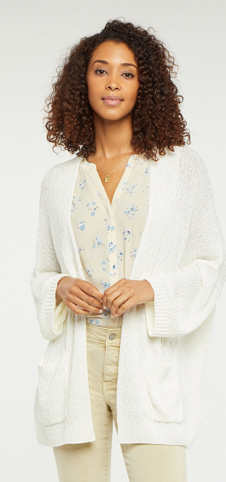 Drape Cardigan Vest White | Vanilla | Cardigan | NYDJ