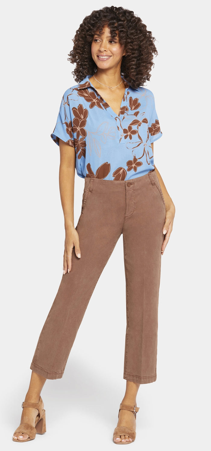 Marilyn Ankle Trouser Brown Stretch Twill | Mocha | Pants | NYDJ