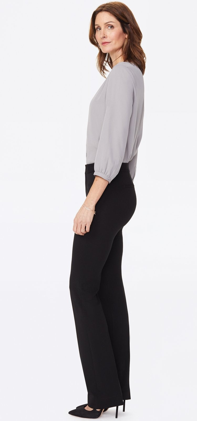 Slim Trouser Pants In Petite In Ponte Knit | Black | Pants | NYDJ